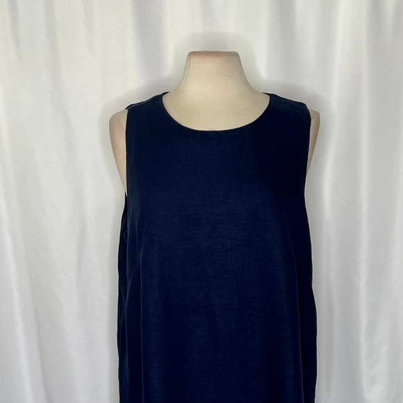 NWT!! J. CREW Maxine Ruffle Trim Dress Linen Navy Blue Drop Waist Lace Large - Picture 4 of 15